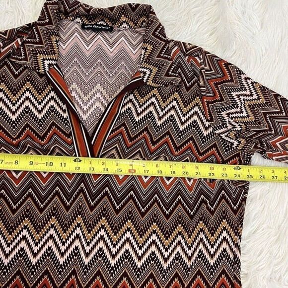 Mlle Gabrielle Womens Shift Retro Zig Zag Midi Dress Women Plus Size 3X Chevron - Picture 4 of 12